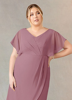 Azazie Julia Mother of the Bride Dresses Vintage Mauve Sheath V-Neck Pleated Chiffon Dress image13