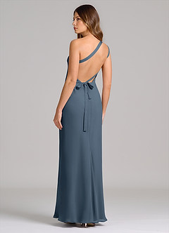 Azazie Monroe Suknie dla druhen Osłona Jedno ramię Szyfon Do ziemi Sukienka image2