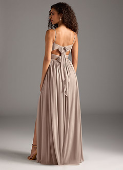 Azazie Zeya Schlussverkauf A-Linie Plissee Gittergewebe Kleid Taupe image2