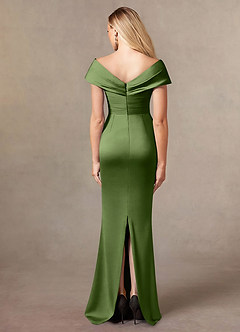 Azazie Ludlow Kleider für die Brautmutter Meerjungfrau-Linie Plissee Stretch-Satin Kleid Wacholder image4