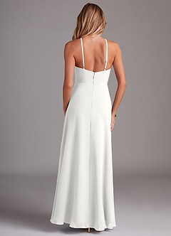 Azazie Bailey Abiti da Damigella Abito A-Line in Chiffon con Scollo Halter e Spacco Laterale Bianco image2