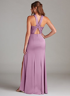 Azazie Rue Bridesmaid Dresses Wisteria A-Line Pleated Stretch Satin Dress image7