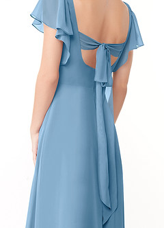 Azazie Syenna Robes de demoiselle d'honneur Robe Trapèze en Mousseline de soie Rayé Acier Bleuté image3