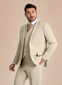 front James Tan Structured Stretch Suit Jacket