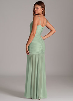 Azazie Aimie Bridesmaid Dresses Dusty Sage Mermaid Mesh Dress image2