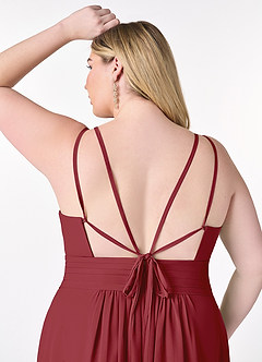 Azazie Farren Bridesmaid Dresses Pomegranate A-Line Pleated Chiffon Convertible Dress image16