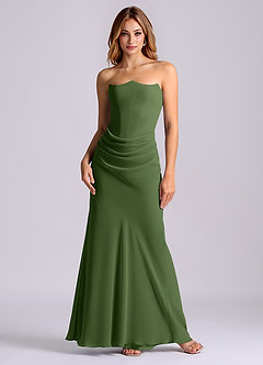 Azazie Debby Bridesmaid Dresses Olive Mermaid Strapless Chiffon Dress image1