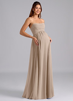 Azazie Saige Brautjungfernkleider für Schwangere A-Linie Plissee Chiffon Bodenlänge Kleid image8