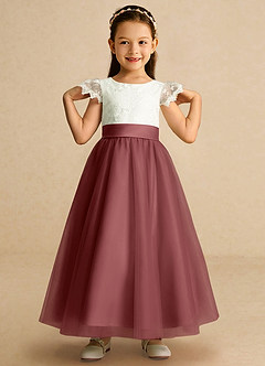 Azazie Pookie Flower Girl Dresses Amethyst A-Line Lace Tulle Dress image3