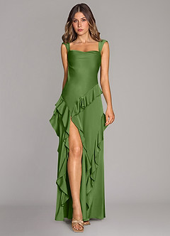 Azazie Sloane 신부 들러리 드레스 A라인 스윗하트 네크라인 스트레치 새틴 바닥 길이 드레스 image1