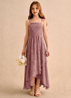 Azazie Twilight Girls Formal Flower Girl Klänningar Klänning A-linje i Blommig Utbrändhet Plisserad image4