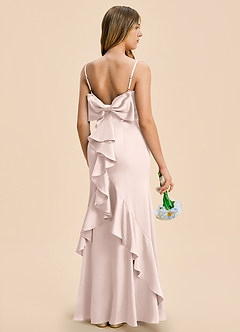 Azazie Lioren Junior Blushing Pink Sheath Bow Stretch Satin Dress image1