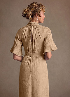 Azazie Hypatia Klänningar till brudens mor Klä Tubklänning i Blommig Utbrändhet Plisserad Champagne image7