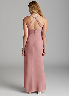 Azazie Becca Junior Robe Sirène en Mousseline de soie Rose Poussiéreuse image4