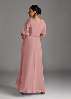 Azazie Tricia Kleider für die Brautmutter A-Linie V-Hals Gefaltet Chiffon Kleid Altrosa image11