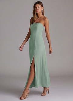 Azazie Wren Bridesmaid Dresses Silver Sage A-Line Strapless Chiffon Dress image3