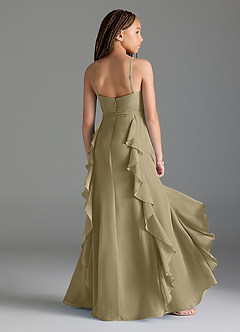 Azazie Peyton Junior Moss Green A-Line V-Neck Cascading Ruffles Chiffon Dress image2