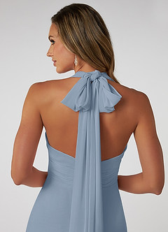 Azazie Fifi Robes de demoiselle d'honneur Robe Trapèze Convertible en Mousseline de soie Sans bretelle Bleu Poussiéreux image4
