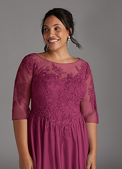 Azazie Harriet Mother of the Bride Dresses Mulberry A-Line Scoop lace Mesh Dress image12