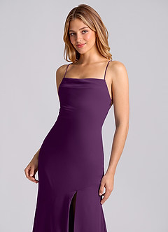 Azazie Grata 신부 들러리 드레스 인어 주름진 쉬폰 바닥 길이 드레스 image7