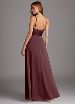 Azazie Jenna Bridesmaid Dresses Sangria A-Line Pleated Stretch Satin Dress image4