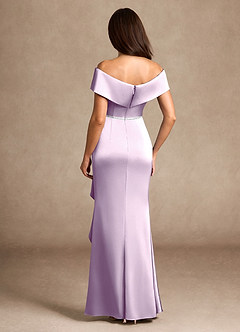 Azazie Dareia Mother of the Bride Dresses Frosted Lilac Mermaid Off the Shoulder Stretch Satin Dress image2