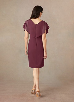 Azazie Julia Mother of the Bride Dresses Cabernet Sheath V-Neck Pleated Chiffon Dress image4