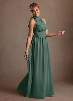 Azazie Antoinette Mother of the Bride Dresses Sea Moss A-Line Pleated Chiffon Dress image4