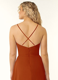 Azazie Naeem Bridesmaid Dresses Paprika A-Line V-Neck Ruffle Chiffon Dress image6