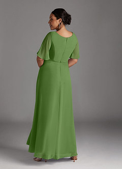 Azazie Tricia Abiti per la Madre della Sposa Abito A-Line in Chiffon con Scollo a V a Pieghe Basilico image11