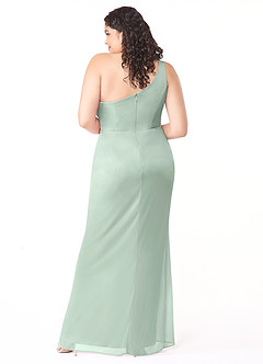 Azazie Cassia Bridesmaid Dresses Sheath One Shoulder Mesh Floor-Length Dress image10