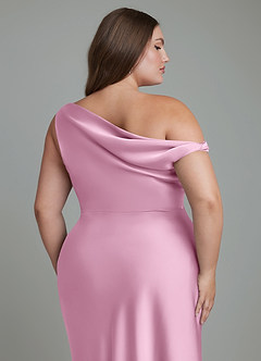 Azazie Emerson Bridesmaid Dresses Candy Pink Mermaid Off the Shoulder Stretch Satin Dress image13