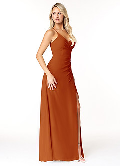 Azazie Ariella Final Sale Agave A-Line Pleated Chiffon Dress image4