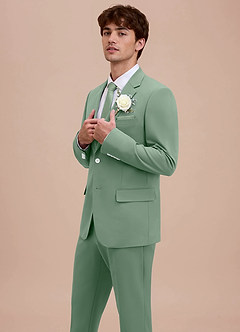 front Ethan Matcha Chaqueta de traje de tejido refinado