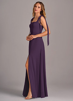 Azazie Debra Bridesmaid Dresses Plum A-Line with Pockets Chiffon Convertible Dress image4