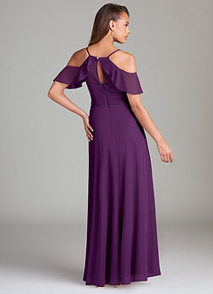 Azazie Dakota Bridesmaid Dresses Grape A-Line Off the Shoulder Mesh Dress image4