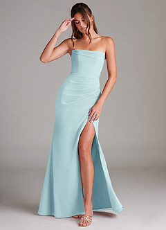 Azazie Leonis Bridesmaid Dresses Sea Glass Sheath Strapless Chiffon Convertible Dress image1