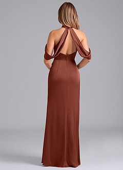 Azazie Bonny Bridesmaid Dresses Auburn Mermaid Off the Shoulder Stretch Satin Dress image2