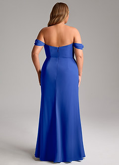 Azazie Saige Bridesmaid Dresses Royal Blue A-Line Off the Shoulder Chiffon Convertible Dress image15
