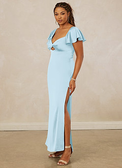 Christian Siriano Bridal for Azazie 1005 Bridesmaid Dresses Sky Blue Sheath Sweetheart Neckline Stretch Satin Dress image3