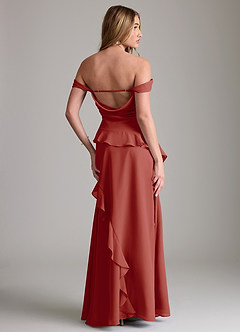 Azazie Sloane Vestidos de damas de honor Vestido de Terracota de Gasa de Corte en A con Escote de Corazón image7
