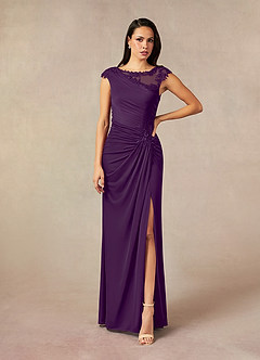 Azazie Oliniana Mother of the Bride Dresses Grape Mermaid Lace Mesh Dress image1