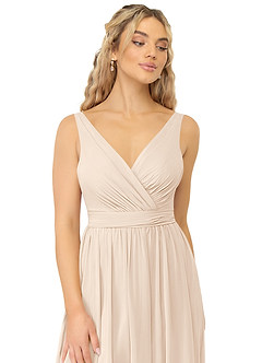 Azazie Kora Bridesmaid Dresses White Alabaster A-Line Pleated Chiffon Dress image10