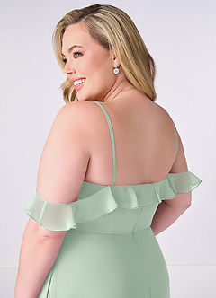 Barbie ♥ Azazie Bridesmaid Dresses Agave A-Line Off the Shoulder Chiffon Convertible Dress image12