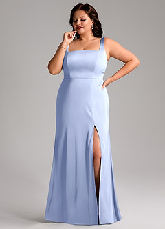 Azazie Frostine Bridesmaid Dresses Ice A-Line Bow Stretch Satin Dress image10