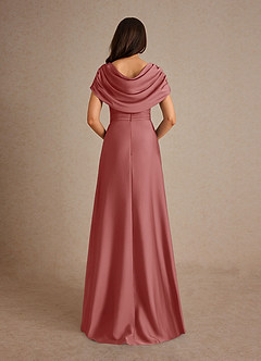 Azazie Branford Mother of the Bride Dresses Antique Rose A-Line Pleated Stretch Satin Dress image3