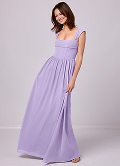 Barbie ♥ Azazie Bridesmaid Dresses Lilac A-Line Corset Chiffon Dress image2