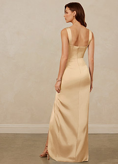 Christian Siriano Bridal for Azazie 1017 Bridesmaid Dresses Gold Sheath Sweetheart Neckline Stretch Satin Dress image5