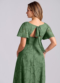 Azazie Kimber Bridesmaid Dresses Eucalyptus A-Line with Pockets Floral Burnout Dress image2