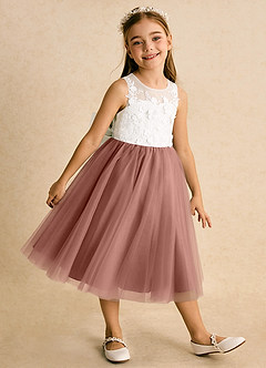 Azazie Lina Flower Girl Dresses Ivory Cedar Rose Ball-Gown Lace Dress image4